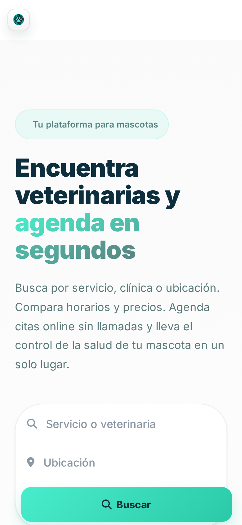La portada del portal de Pawcitas en el celular